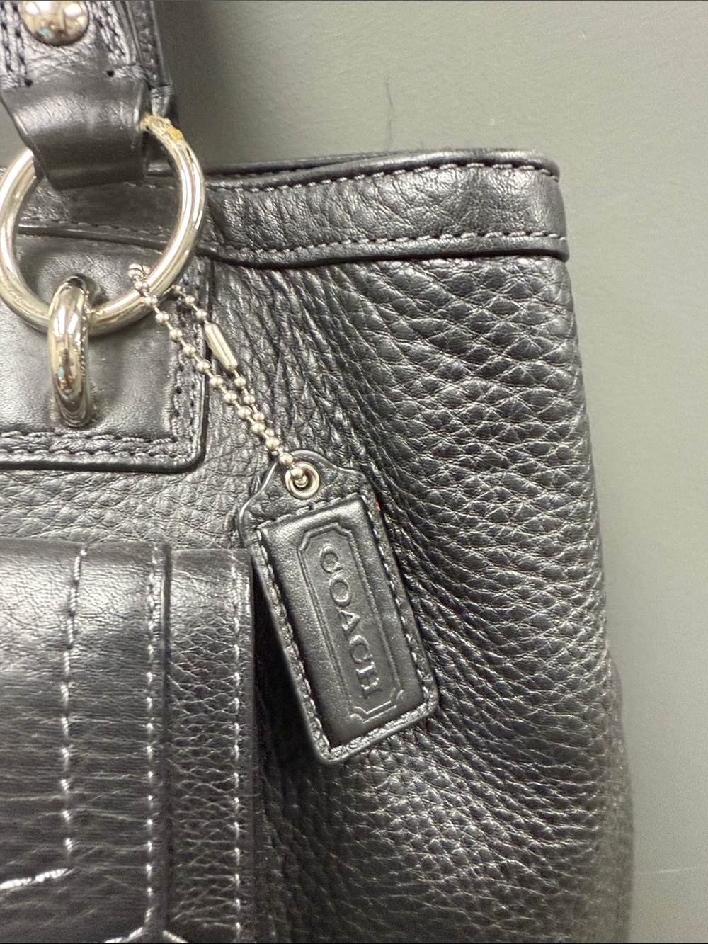 Vintage Coach Penelope Pebbled Leather Turnlock Satchel - Black-EUC - Picture 3 of 13